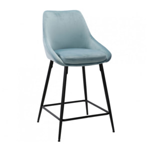 Tabouret de bar en velours avec piètement métal noir - 6 coloris - MONDO