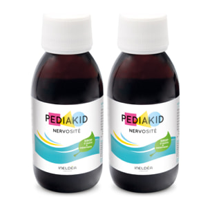 PEDIAKID - Sirop Nervosité -Complément Alimentaire Naturel - Formule Exclusive au Sirop d'Agave - Favorise l'Apaisement - Réduit l'Agitation - Arôme Naturel Cassis - Lot de 2 Flacons de 125 ml