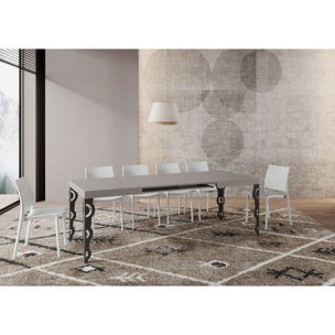 Table extensible 80x120/204 cm Karamay Cachemire cadre Anthracite