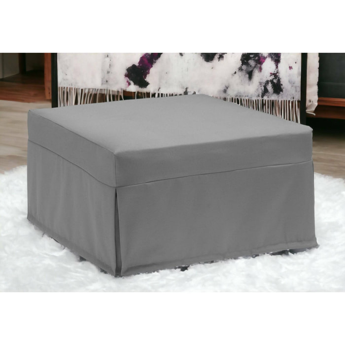 Letto pieghevole Abak, Pouf trasformabile in letto singolo, Pouf in tessuto da soggiorno, 100% Made in Italy, 80x80h45 cm, Grigio