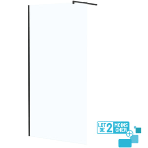 LOT de 2 Parois de Douche 100x195 cm en Verre Trempé 5 mm - Profilés et Bras Noirs