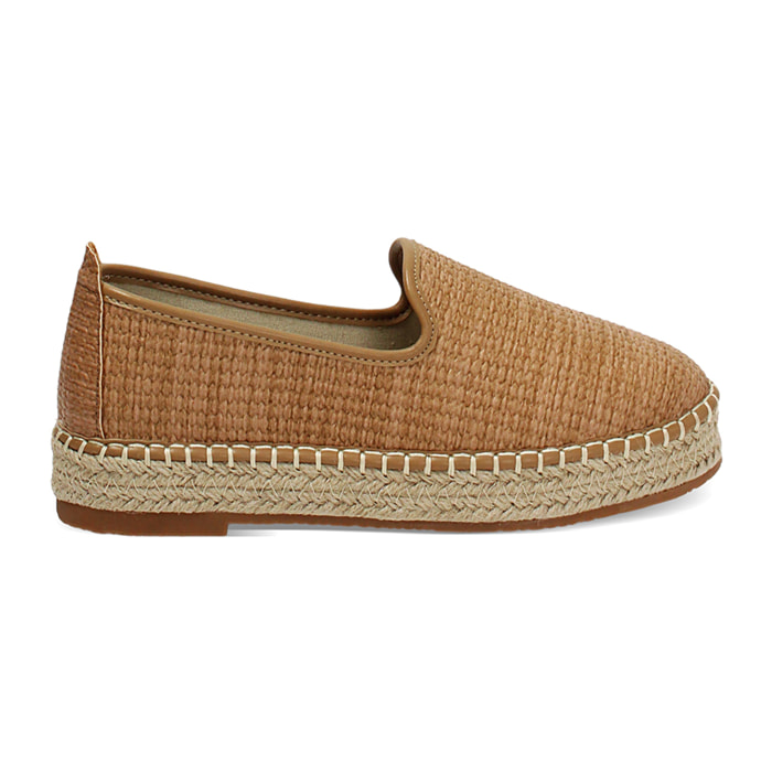 Alpargatas cognac con tacón de 3 cm