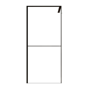 Paroi de douche 100x200cm - Cadre et étagère noir mat - Verre 8mm anticalcaire - ETHAN