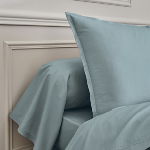 Taie de traversin unie en percale de coton, PREMIÈRE, Bleu Glacier