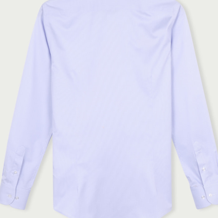 Camicia Uomo 1 Bottone Italiano Slim Cotone Riga Stretta Viola/Bianco