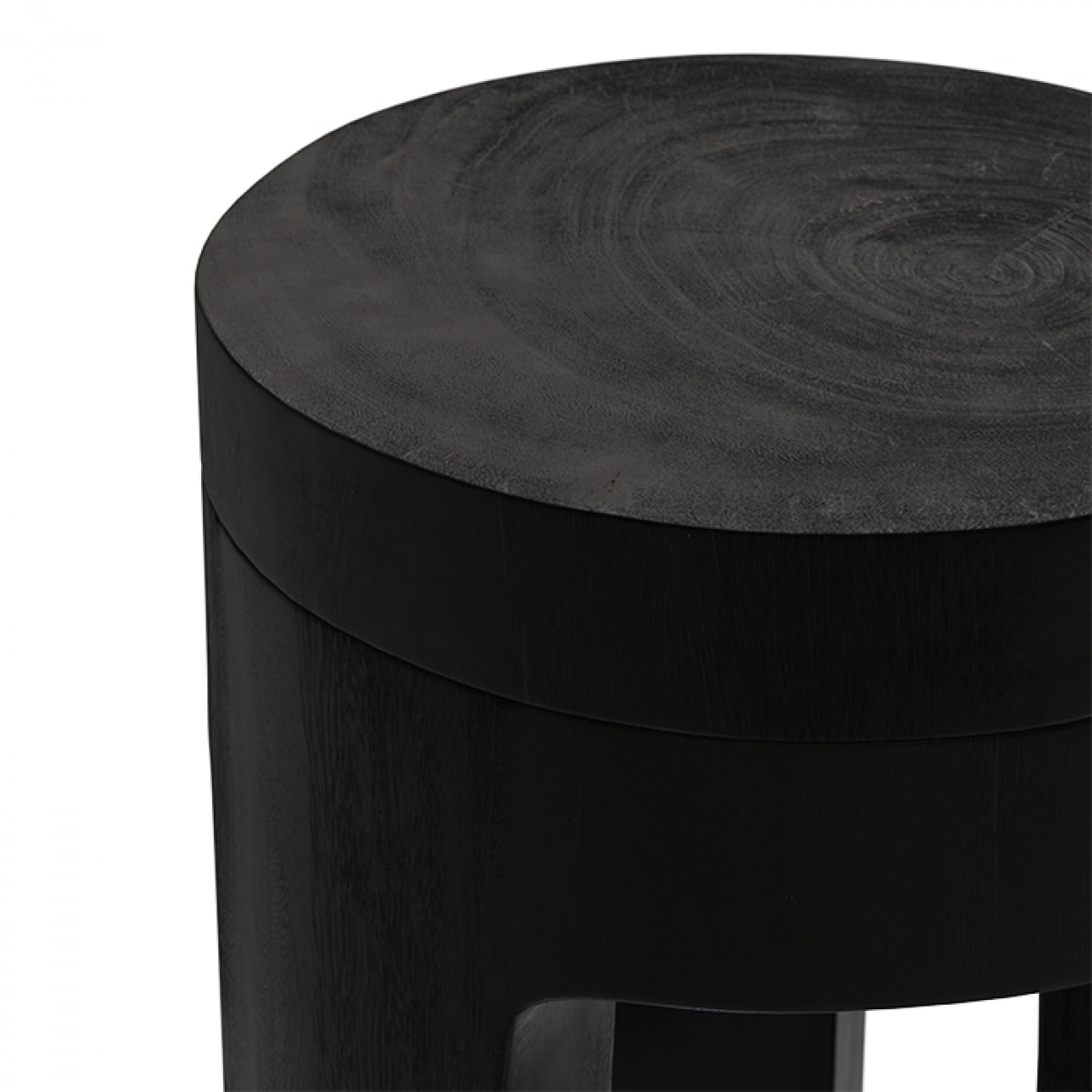 Table d'appoint noire en bois de suar D30 cm - Sonda