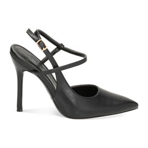 Décolleté slingback nere, tacco 10,5 cm