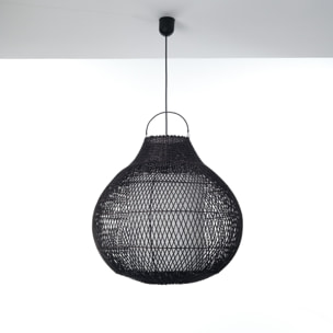 Suspension Tomasucci ARITHA BLACK, tissu noir, Ø 60 cm