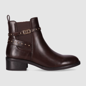 Botines de Piel Sintética - Marron/Dk.Brown - Tacón: 5 cm