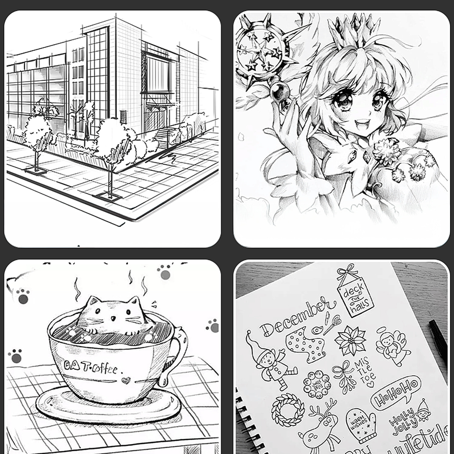 Rotuladores fineliner con puntas surtidas, 6 bolígrafos negros con micro delineador (0,2 mm-0,6 mm), bolígrafos de dibujo técnico, bolígrafos de ilustración