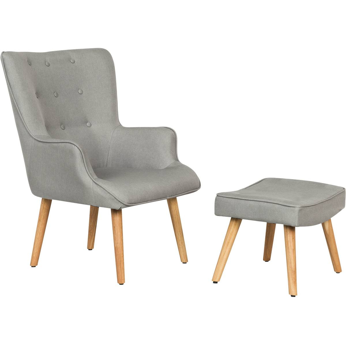 Fauteuil style scandinave en tissu "Odense" - 1 place - Gris clair