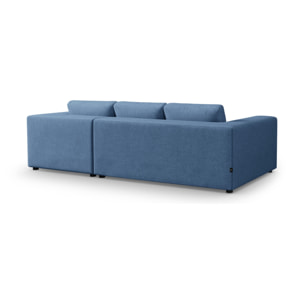 Canapé d'angle droit "Tendance" 5 places en tissu structurel bleu foncé