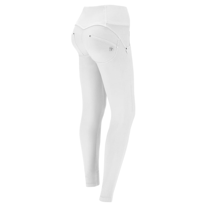 Pantaloni push up WR.UP® vita media tessuto navetta tinto in capo