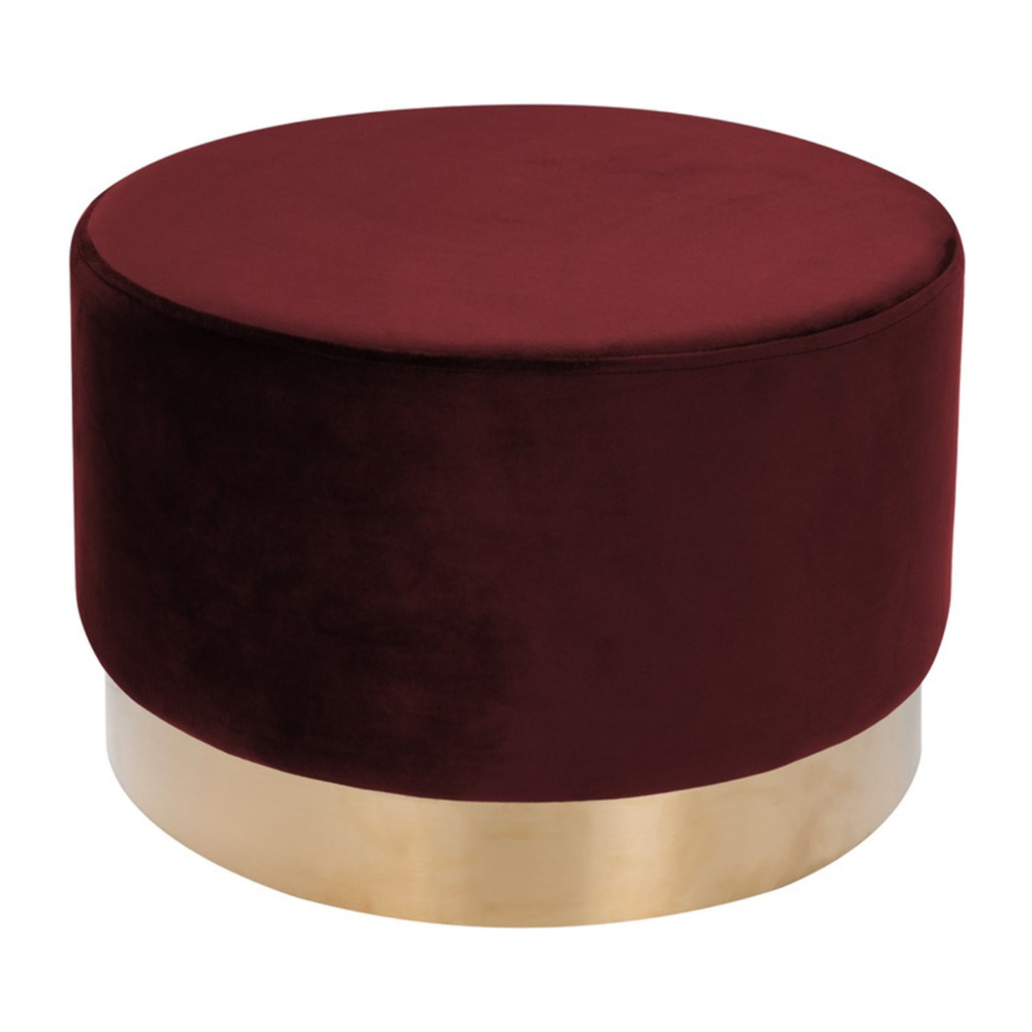 Pouf Rotondo Nano in Velluto Rosa e Base Dorata