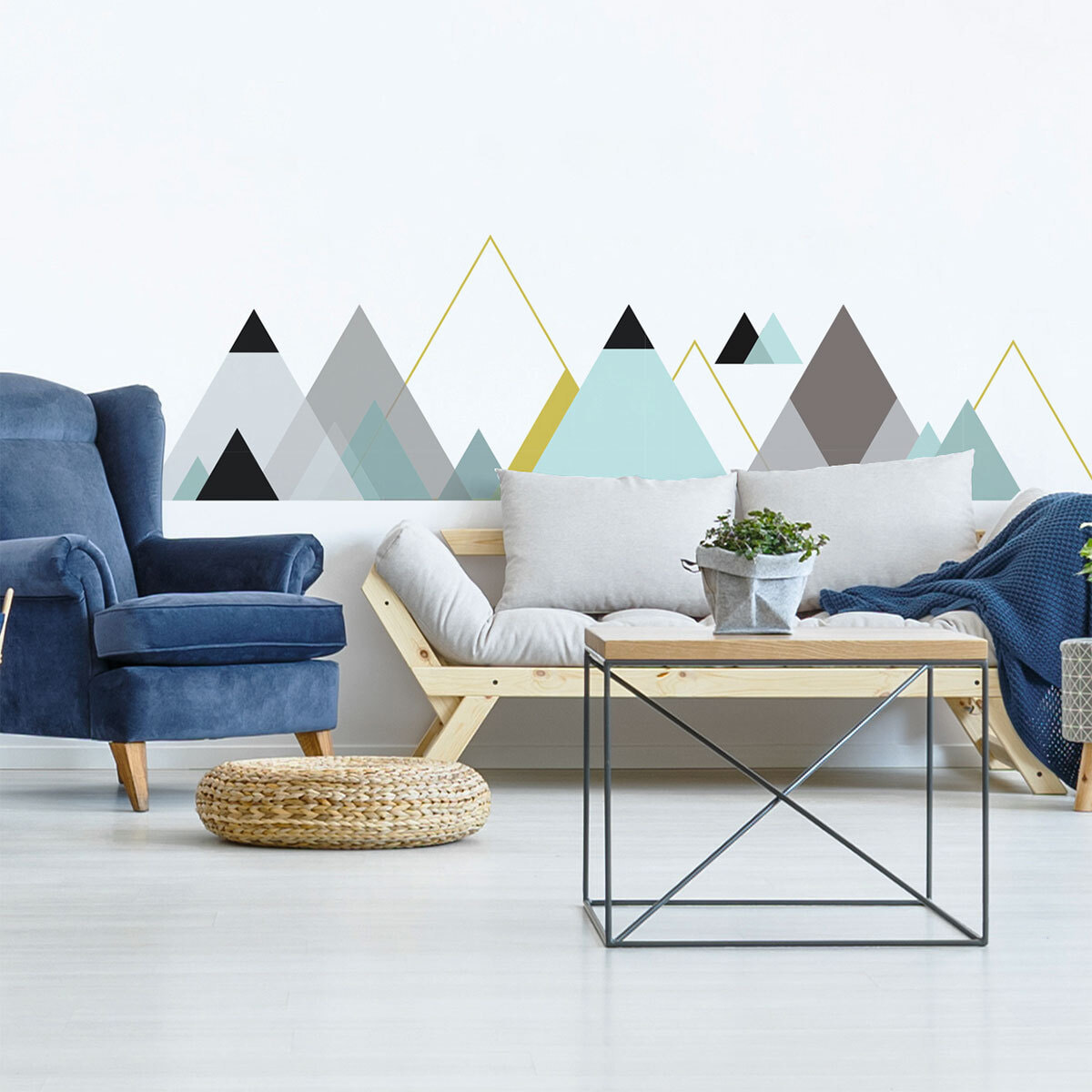 Stickers muraux - Décoration chambre salon - Autocollant Sticker mural géant montagnes scandinaves MATRA