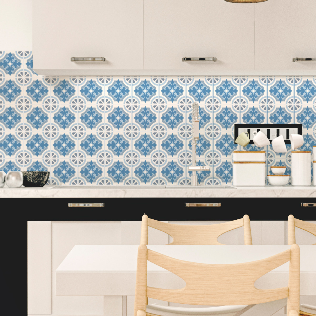 Stickers muraux - Sticker Mural Carrelage adhésif Cuisine Salle de Bain - 30 STICKERS CARRELAGES AZULEJOS TOSCA