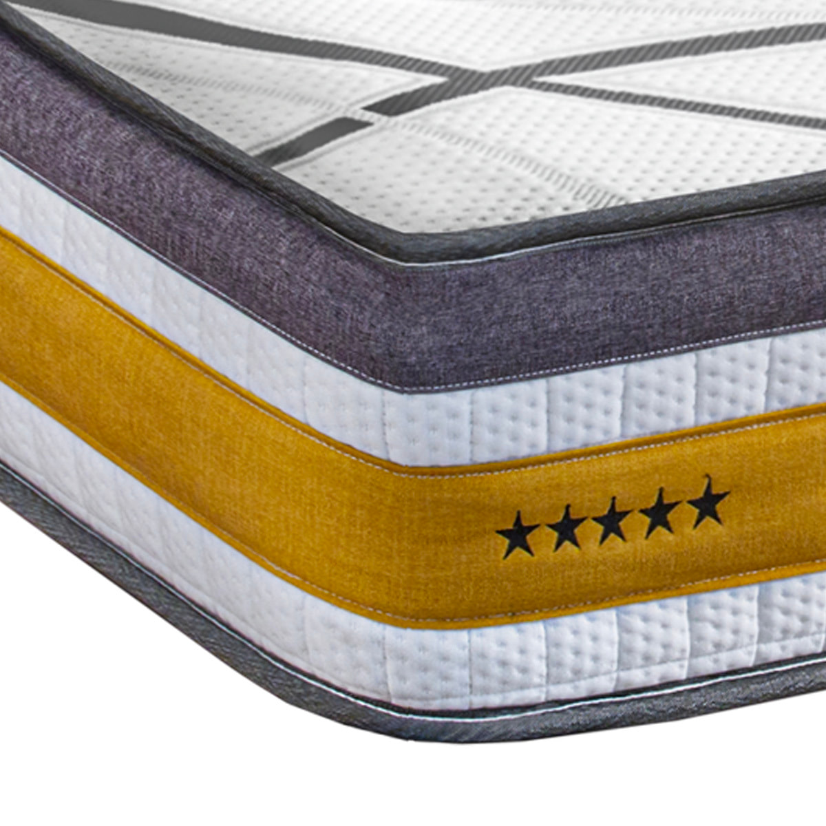 Ensemble Matelas Copenhague & Sommier KIT15, 24 cm, Technologie tri-lattes, Soutien Ferme, Aération Optimale