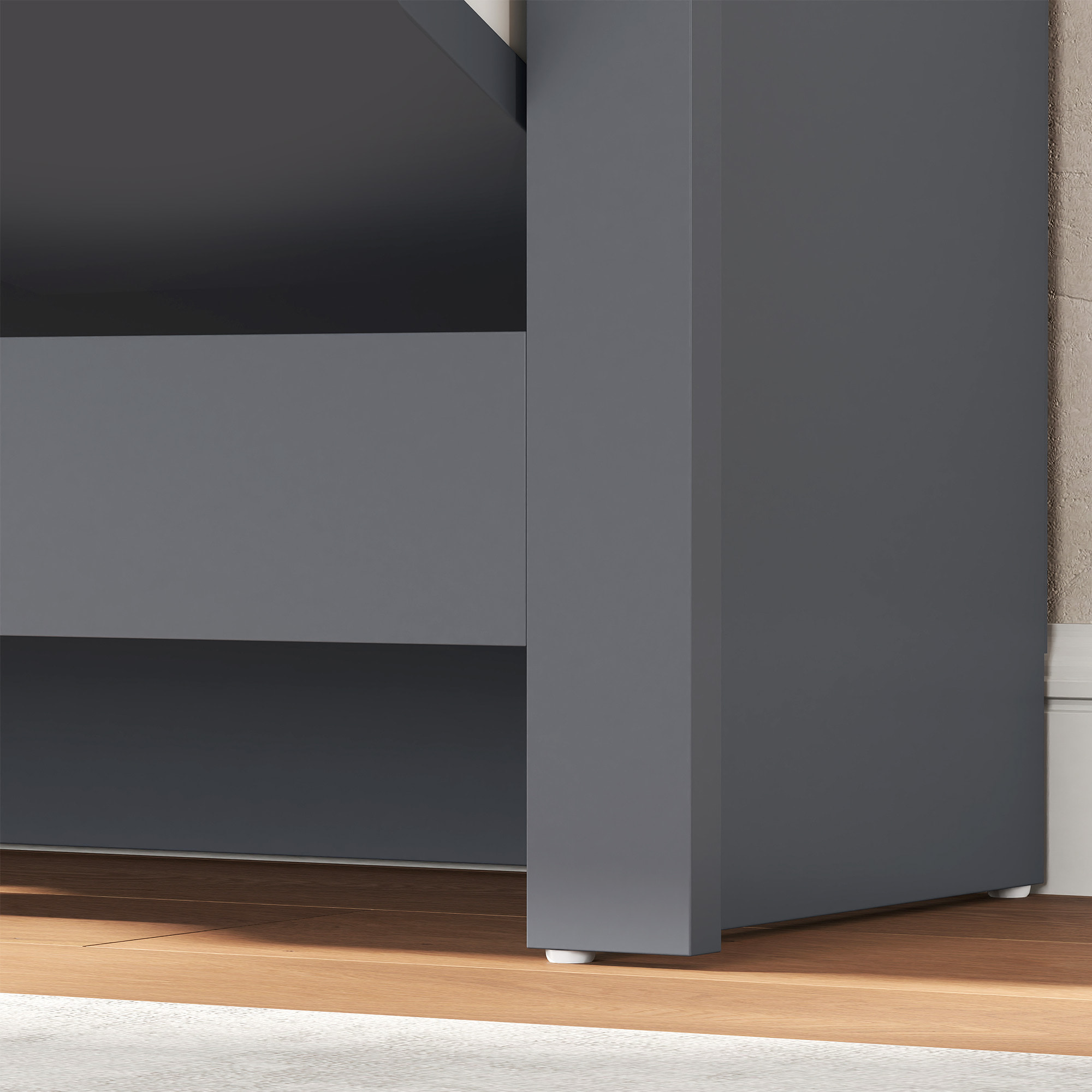 Armoire à chaussures 2 portes abattantes 2 compartiments anthracite naturel