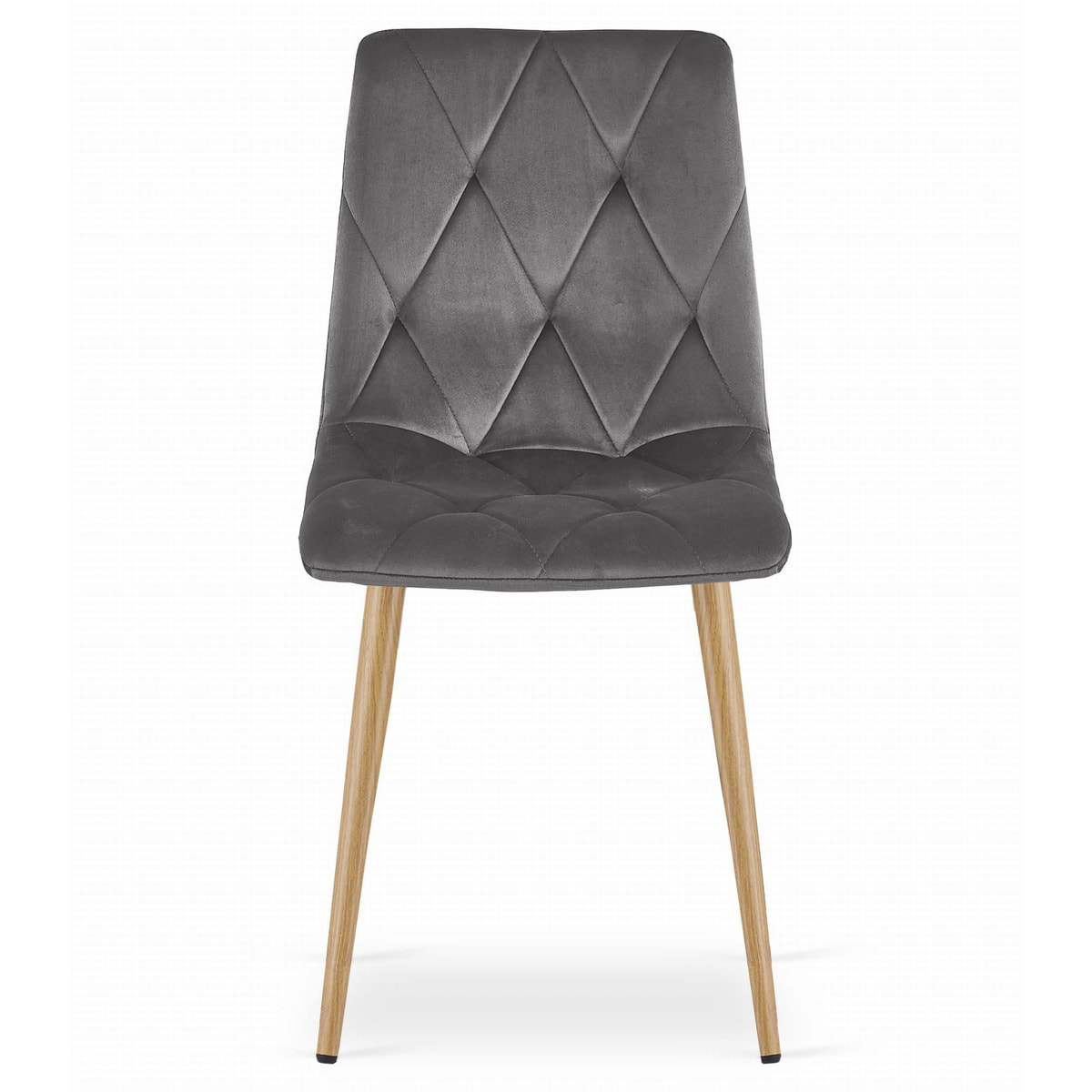 Sedia Libra in Velluto Grigio Scuro con Gambe Effetto Legno