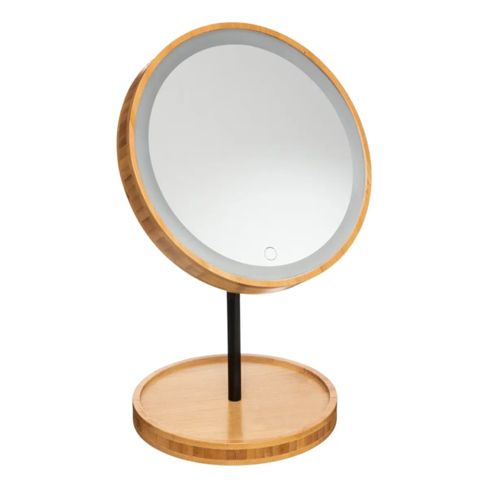 Miroir avec pied à led 18 cm Bambou