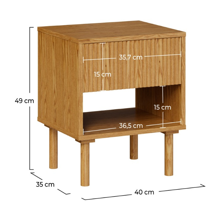 Table de chevet en bois d'hévéa massif 1 tiroir  - Inès