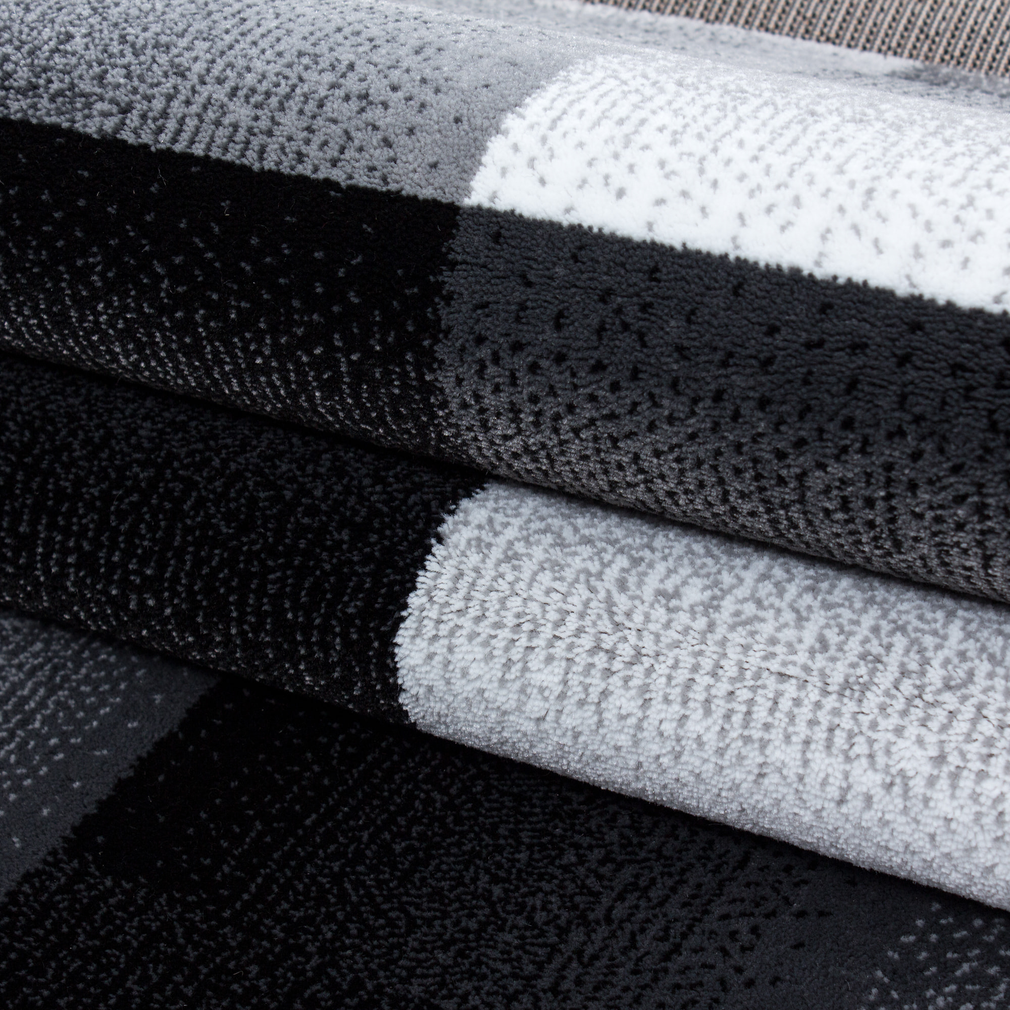 MIAMI - Tapis de salon à motif géométrique noir - MIA6560NOI