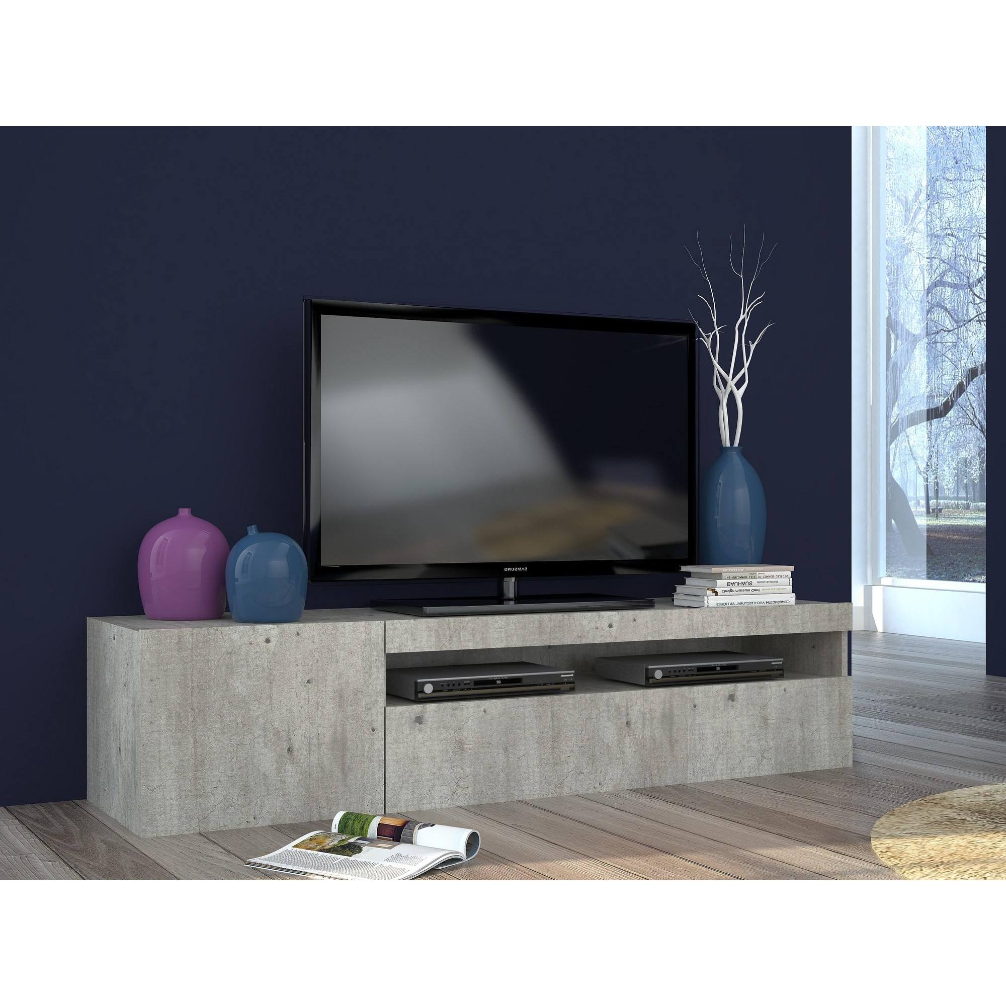 Mobile da soggiorno Porta TV, Made in Italy, Supporto per TV a 2 ante, Porta TV da salotto, cm 150x40h37, colore Cemento