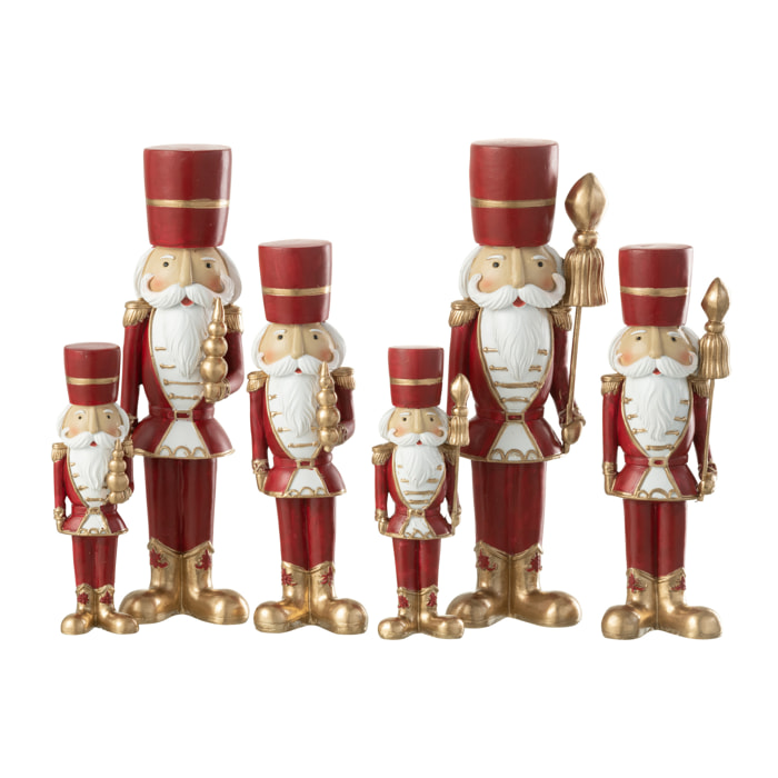 J-Line figurine de Noël Casse-Noisette - polyrésine - blanc/rouge - large - 2 pcs