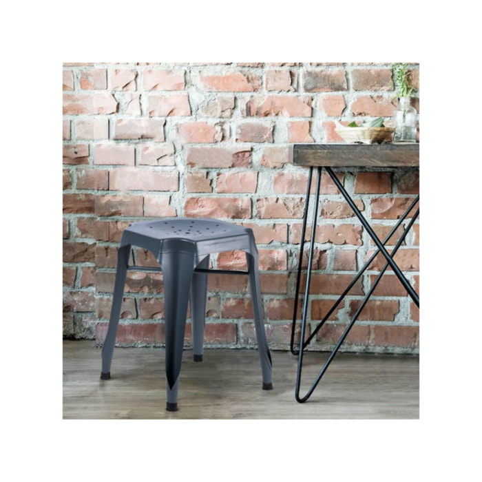 Tabouret en métal noir au style Industriel - STEAL