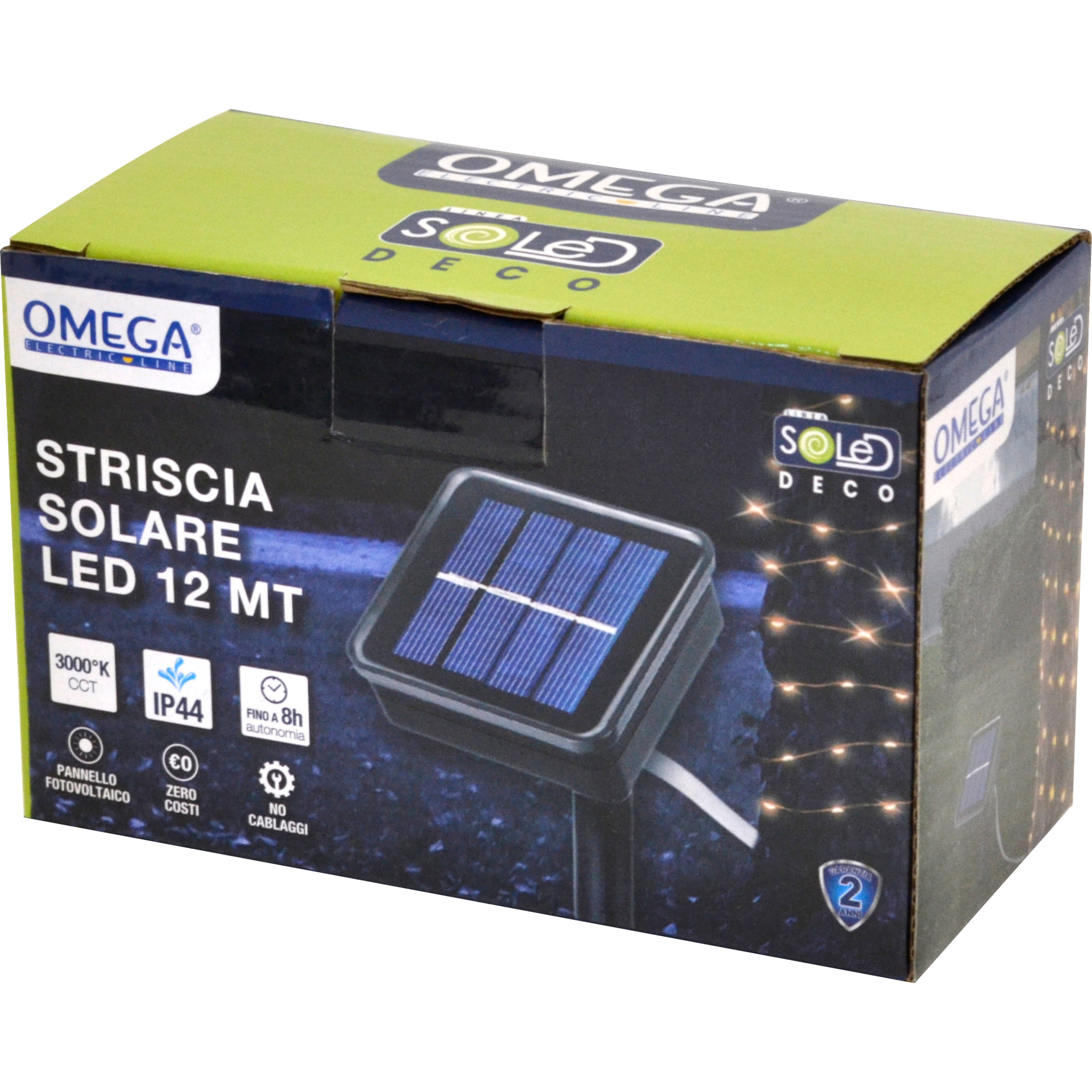 OMEGA Striscia led ad energia solare 12 mt 6w 3000k ip44