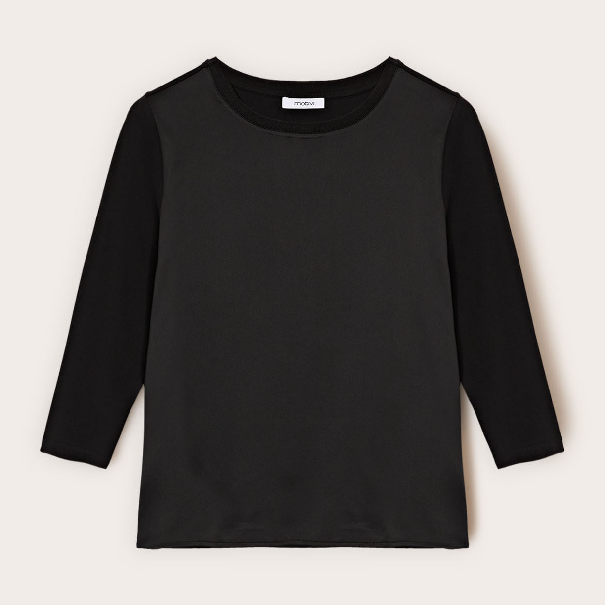 Motivi - T-shirt bimaterica - Nero