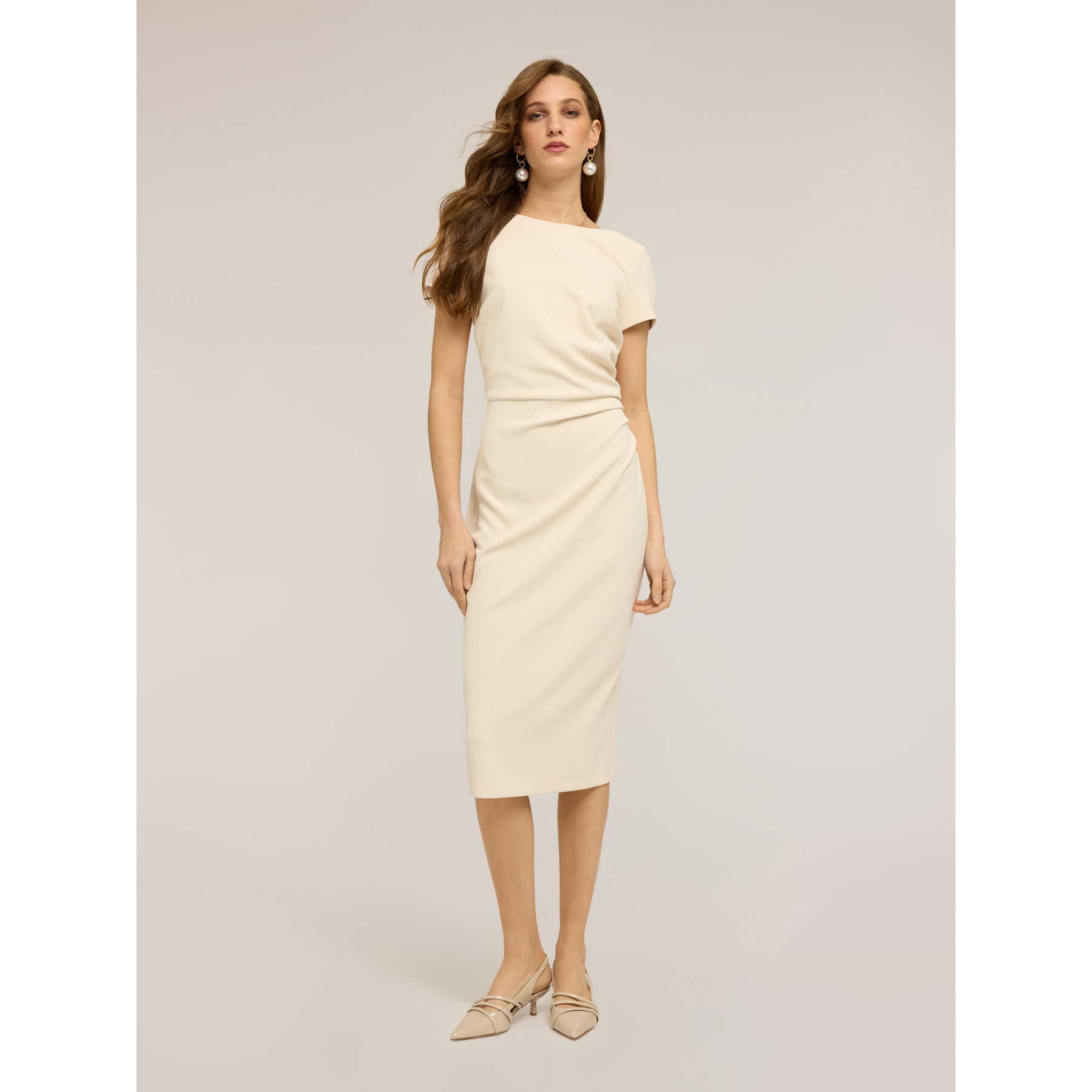 Motivi - Vestito tubino in crêpe con drappeggio - Beige