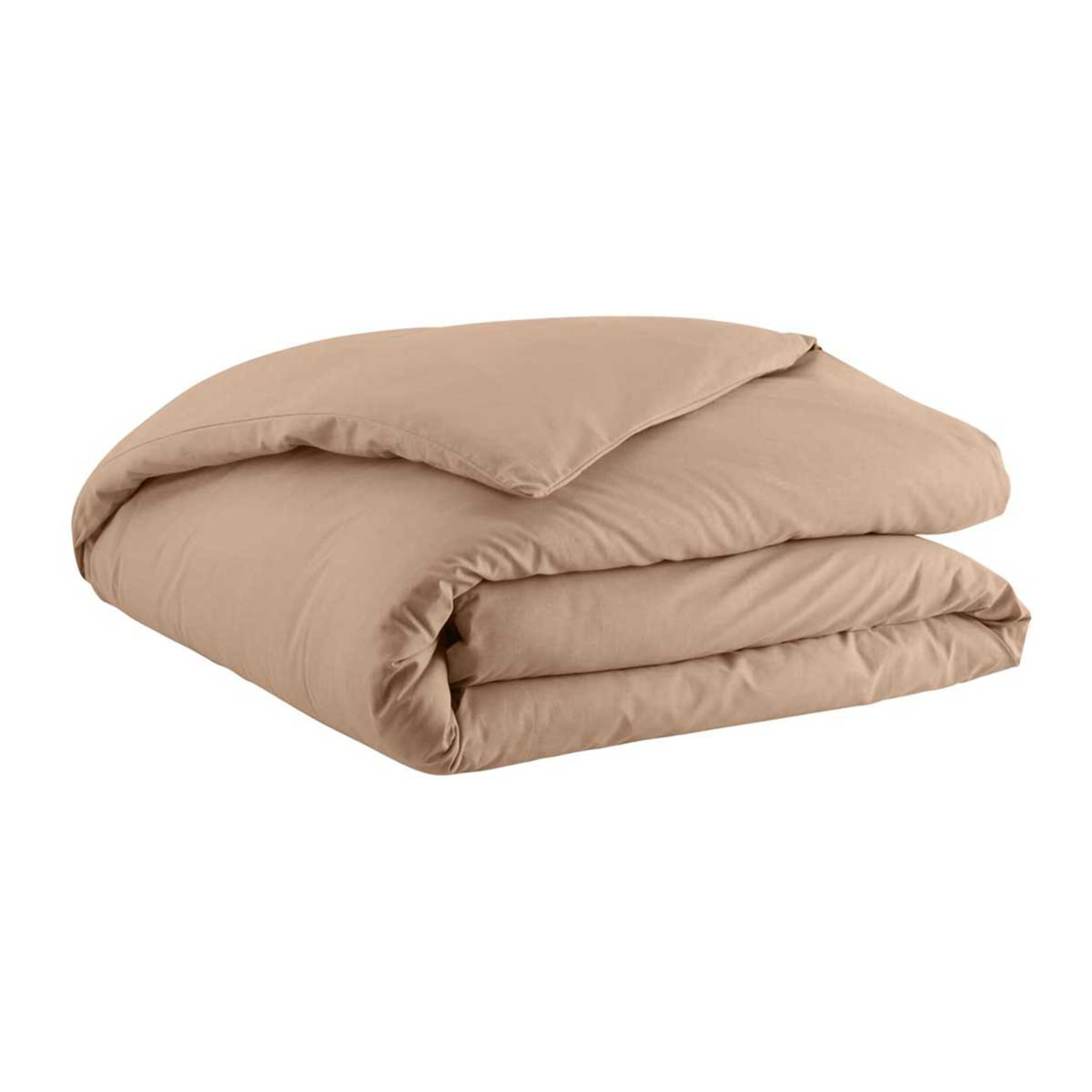 Parure de lit Housse de couette + taies carrées unie en coton, Made in France, TOUT DOUX , Sable