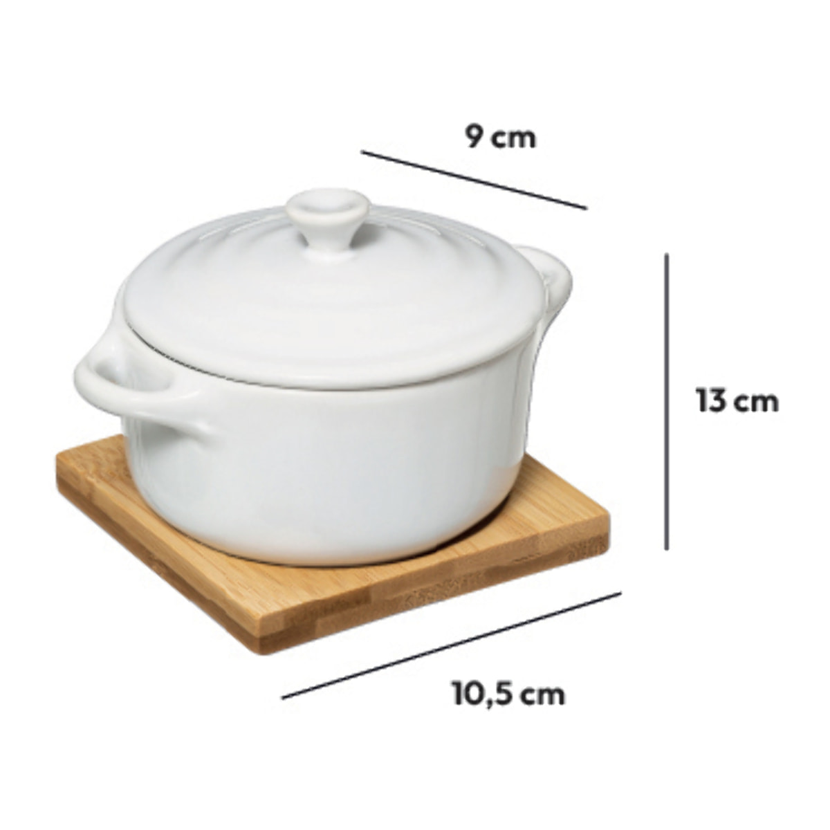 Cocotte céramique 10 cm Bambou et Blanc Seramik