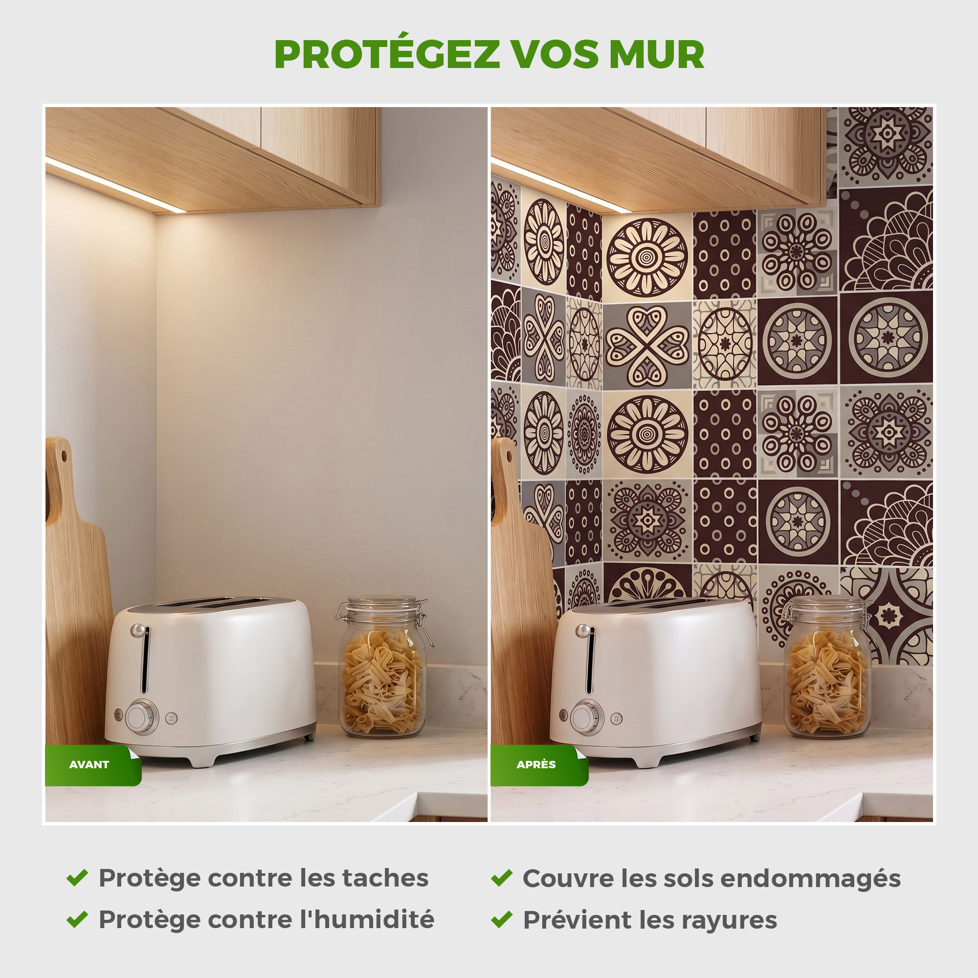 Stickers muraux - Sticker Mural Carrelage adhésif Cuisine Salle de Bain - 12 STICKERS CARRELAGES AZULEJOS PISCO