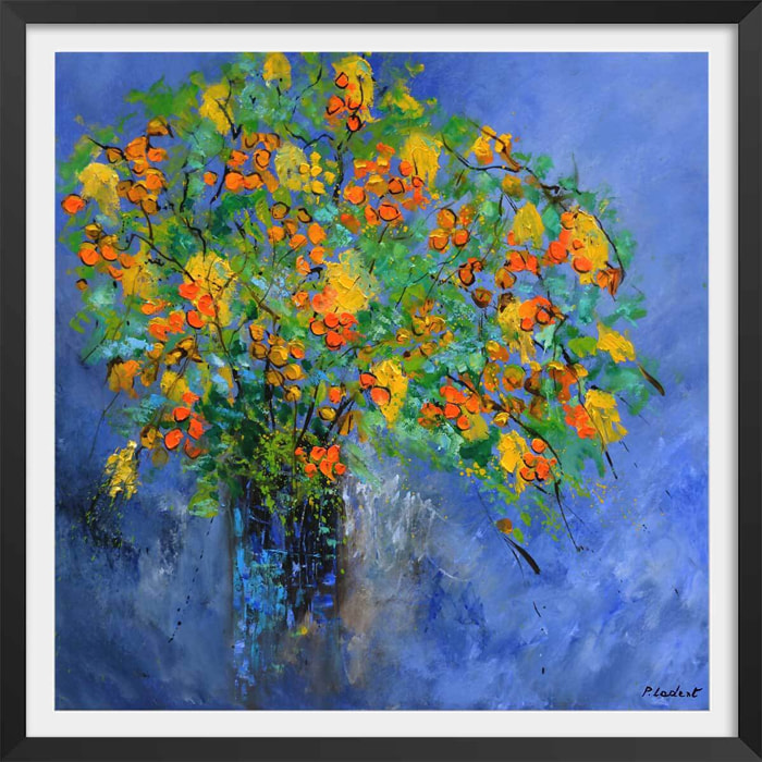 Affiche  bouquet composé Affiche + cadre en bois - Noir