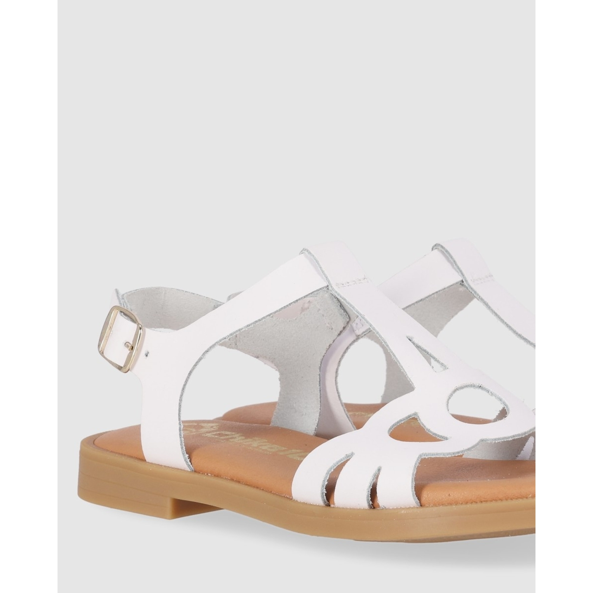 Sandalias de Piel - Blanco - Tacón: Bajo