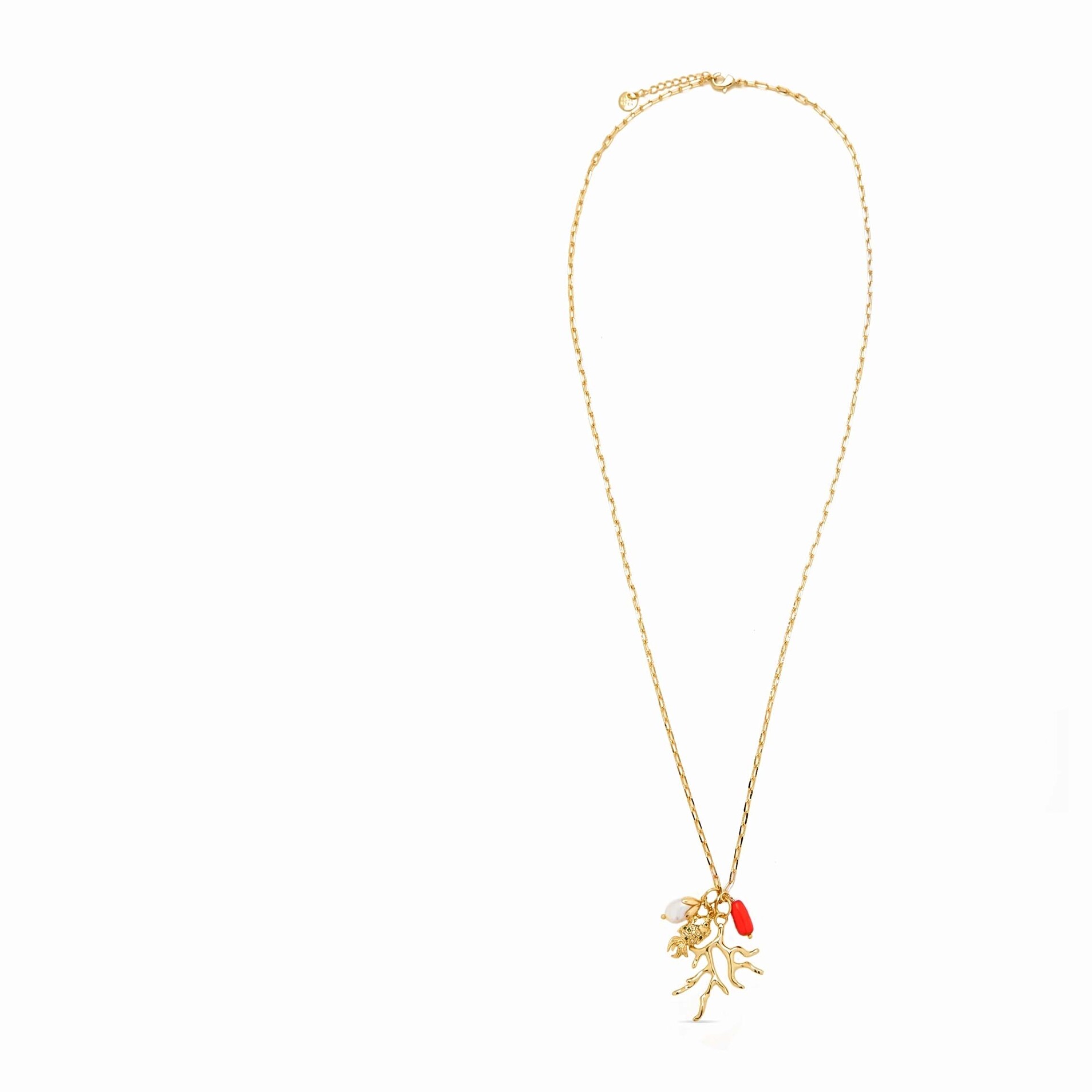 Collar de Coral acabado en oro amarillo de 18K