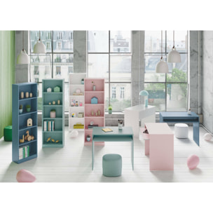 Libreria Pomona, Mobile portalibri alta a 5 ripiani, Scaffale da ufficio o cameretta, Scaffale moderno con scomparti, cm 52x25h80, Verde acqua