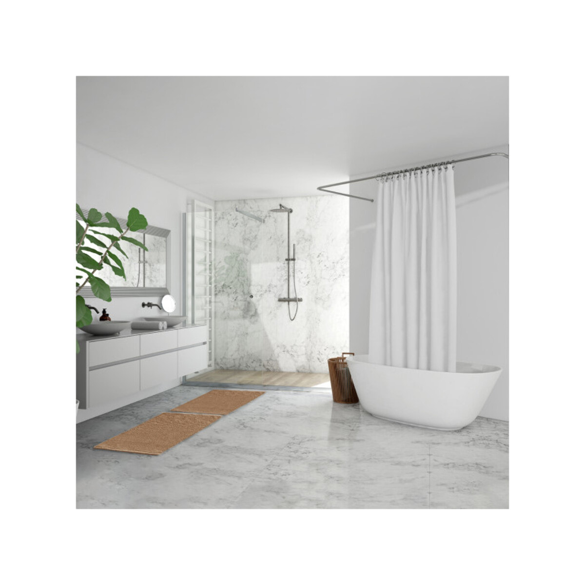 Tapis de salle de bain rectangulaire 40 x 60 cm en coton - WILLOW