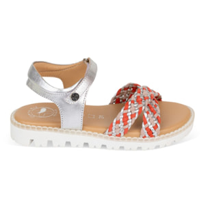 Sandalia Sport Piel Natural. Velcro/Trenza