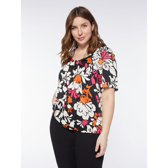 Fiorella Rubino - Blusa floral de viscosa - Negro