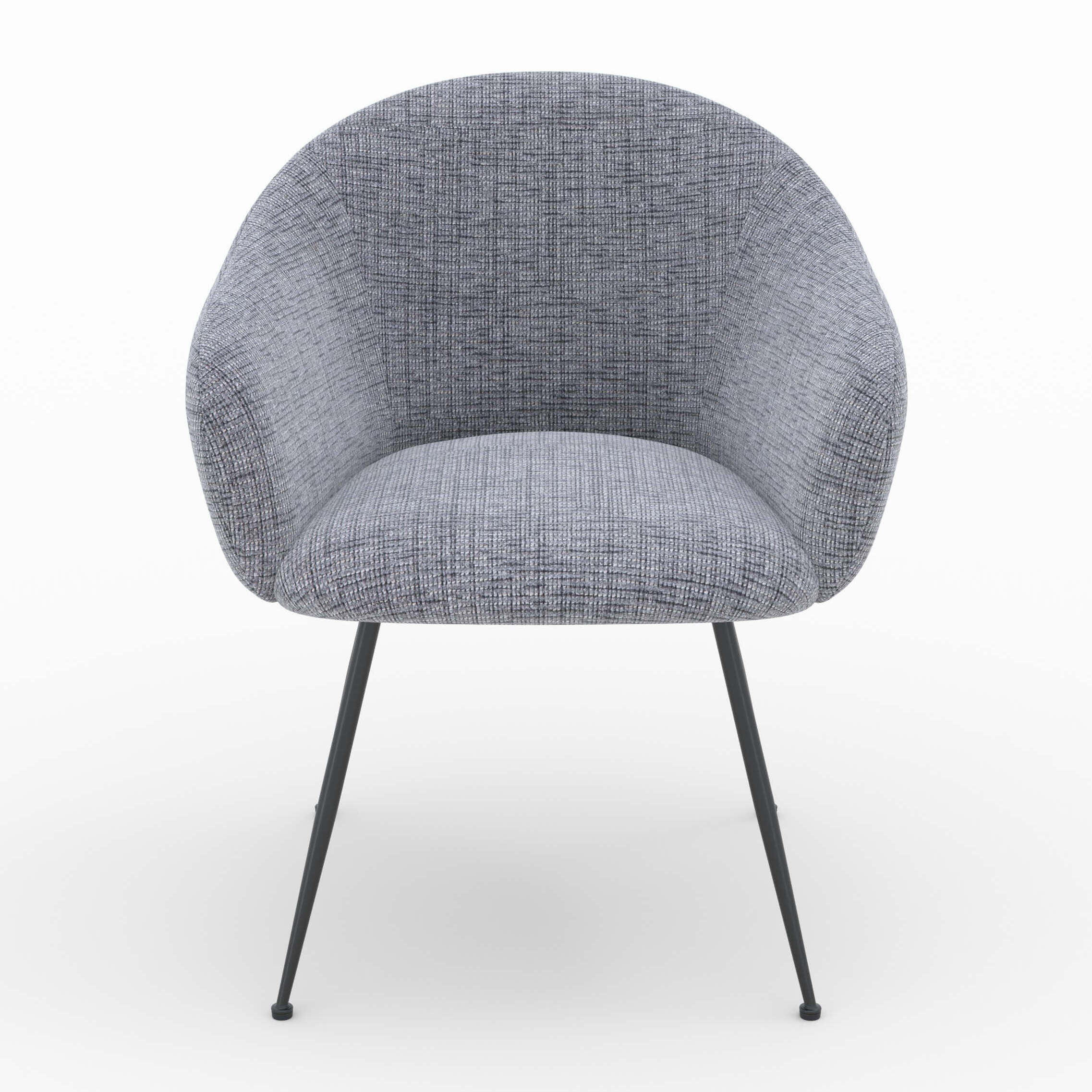 Fauteuil en tissu gris chiné et pieds en métal noir - Socky