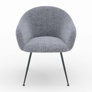 Fauteuil en tissu gris chiné et pieds en métal noir - Socky