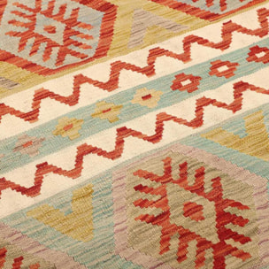 Tapis kilim au motif ethnique, tissé plat en laine pure, UZUN