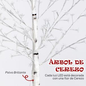 Árbol de Cerezo Artificial 150 cm, Lámpara de Árbol con 120 Luces LED Blanco Cálido, Base, Luz Ajustable en 3 Modos, Decoración Navidad para Interiores y Exteriores, Blanco