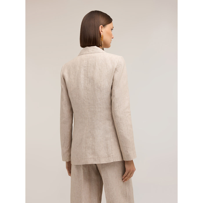 Motivi - Blazer cruzado de lino - Beige
