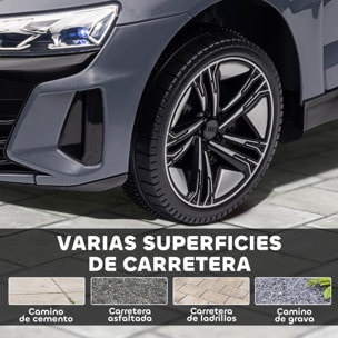 Coche Eléctrico para Niños de +3 Años AUDI RS e-tron GT Coche de Batería 12V con Mando a Distancia Faros LED Bocina Música USB y Apertura de Puerta 3-5 km/h Gris
