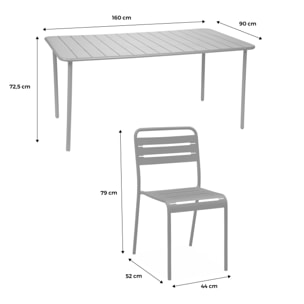 Table de jardin métal + 6 assises ver Amélia
