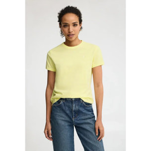 Maglietta giallo chiaro a maniche corte e a girocollo con ricamo Rigby Go